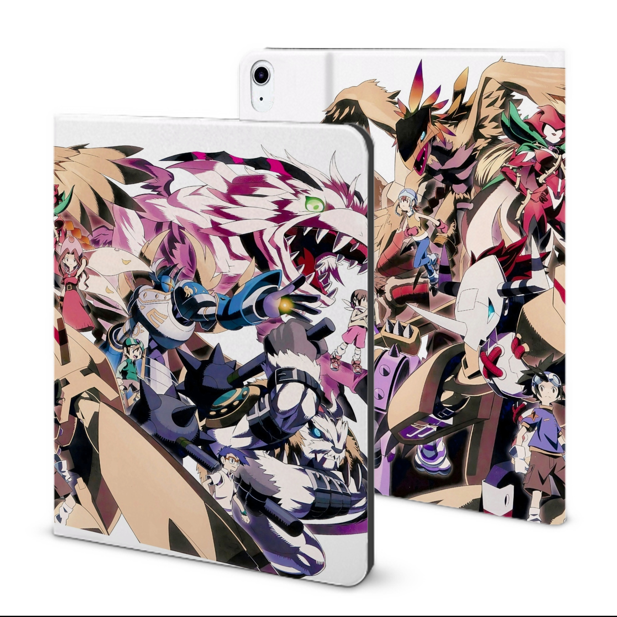 （画像用） Digimon デジタルモンスター/デジモン IPad ケース ブック型 PUレザー TPU 耐衝撃 軽量 薄型 ペン収納なし 全面保護 IPad 各モデル対応